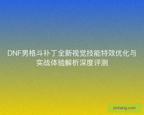 DNF男格斗补丁全新视觉技能特效优化与实战体验解析深度评测